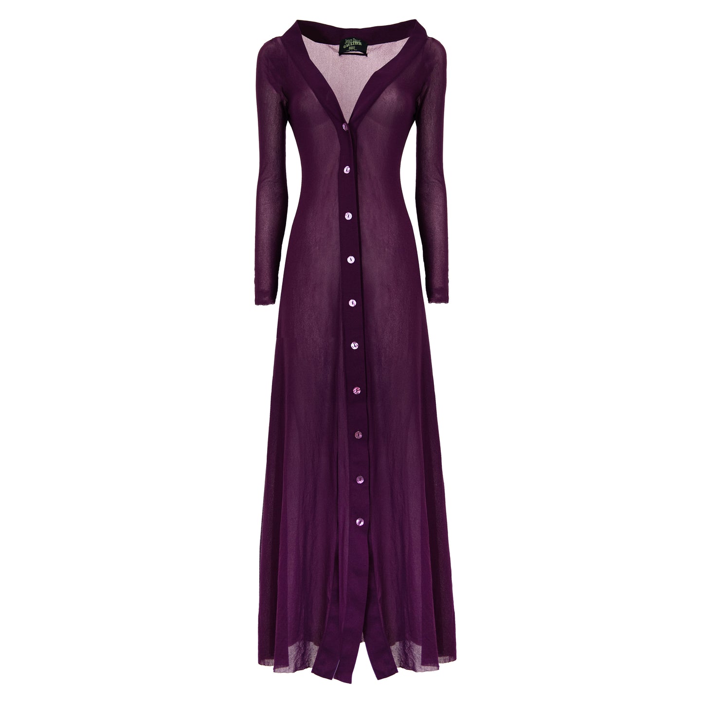 SS 1999 Purple Maxi Cardigan Mesh Dress