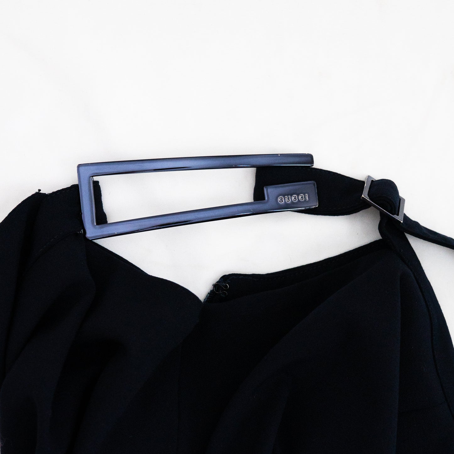 FW 1997 Black Wool Mini Dress G Buckle