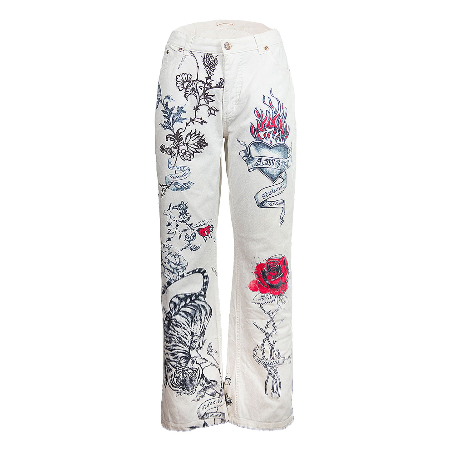 SS 2003 White Tattoo Jeans