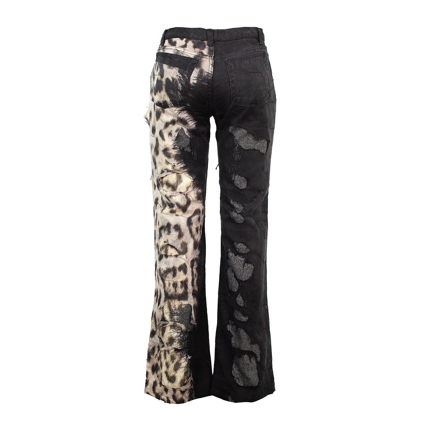 FW 2001 Distressed Leopard Glitter Pants