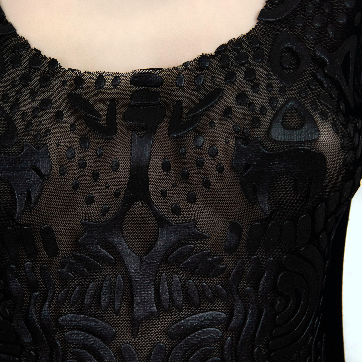 SS 1996 Trompe-l'œil Black Mesh Top