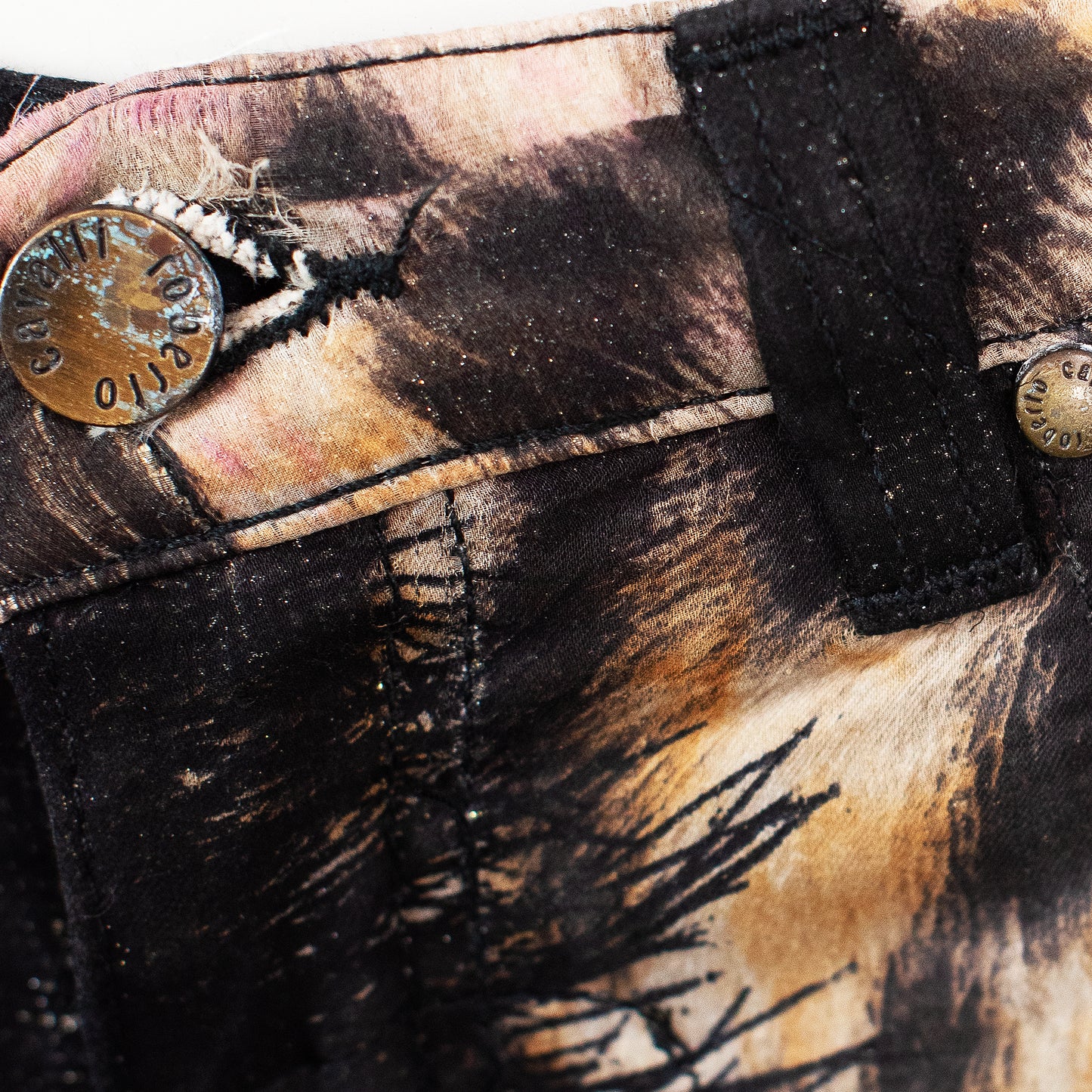 FW 2001 Distressed Leopard Glitter Pants