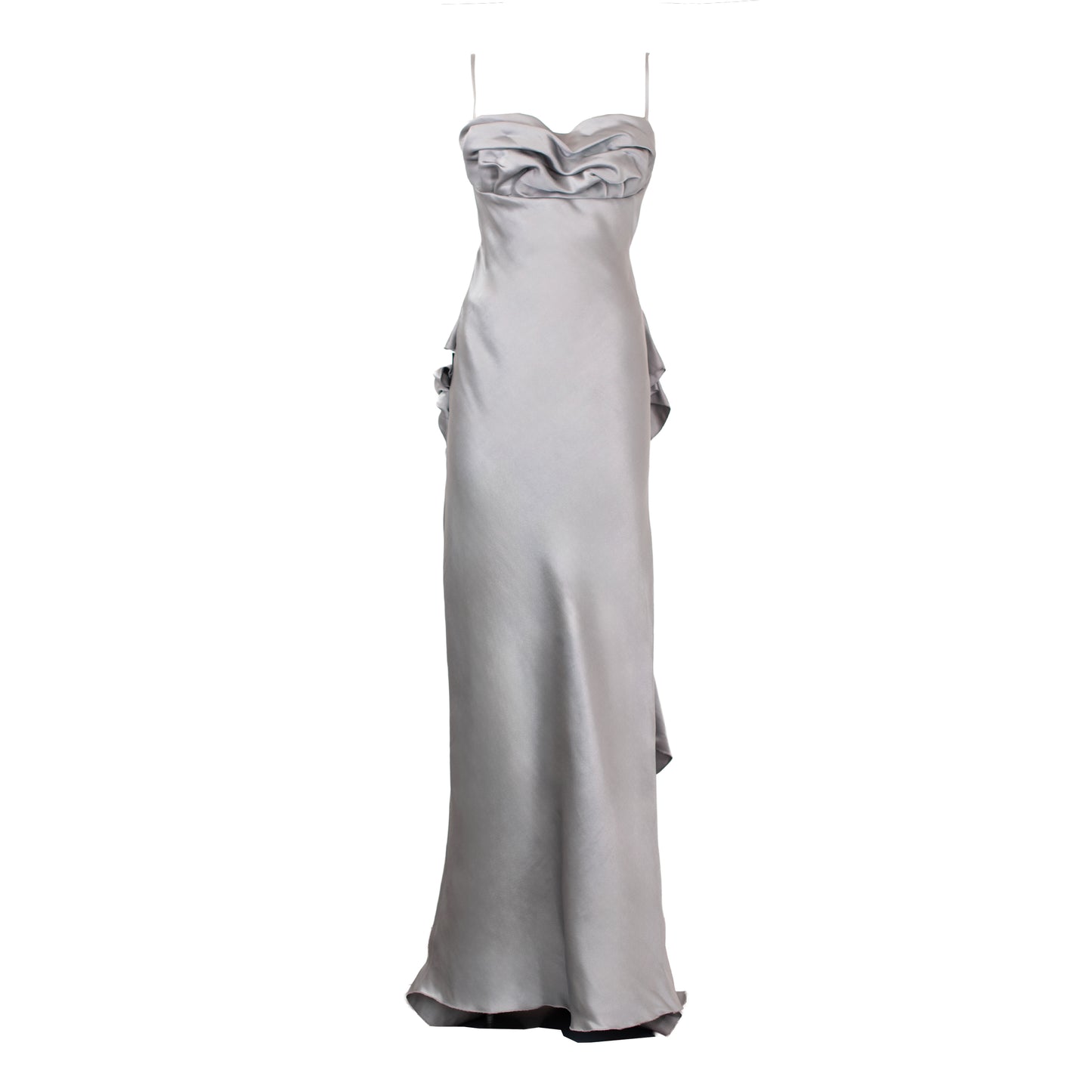 90's Haute Couture Silk Dress Lace Bustier and Draped Floral Back