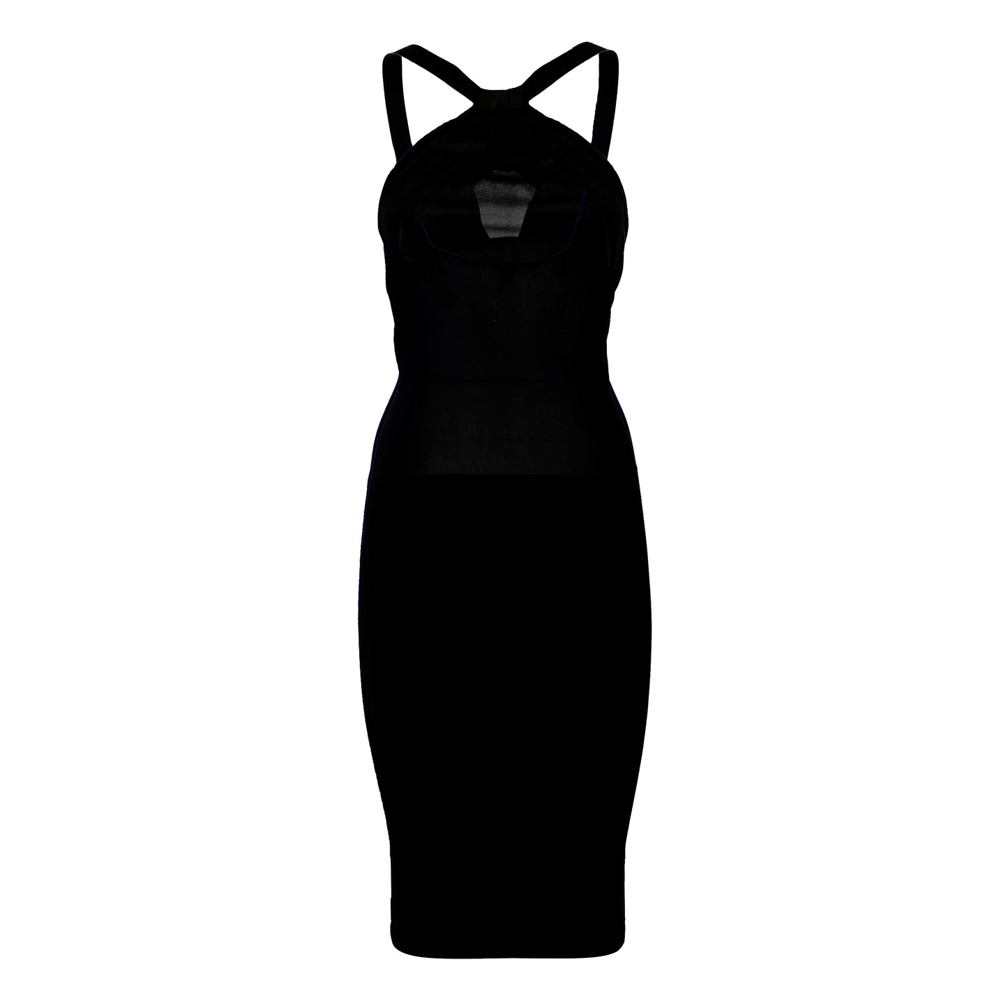 00's Black Viscose Dress with Gold Studs
