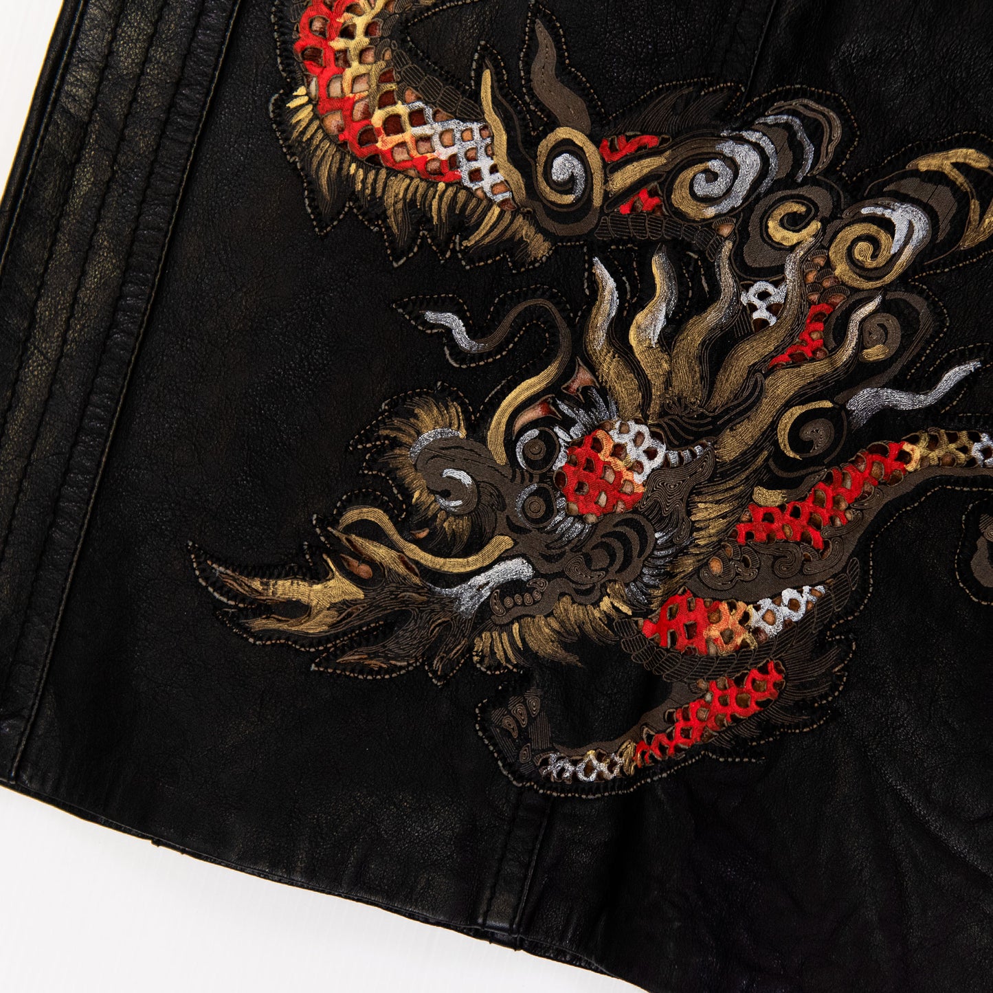 SS 2003 Red Dragon Leather Skirt