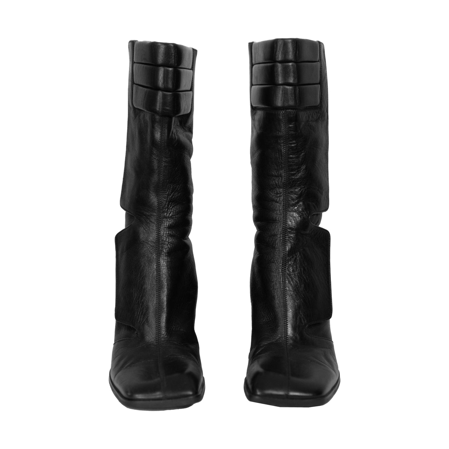 90's Black Leather Biker Boots