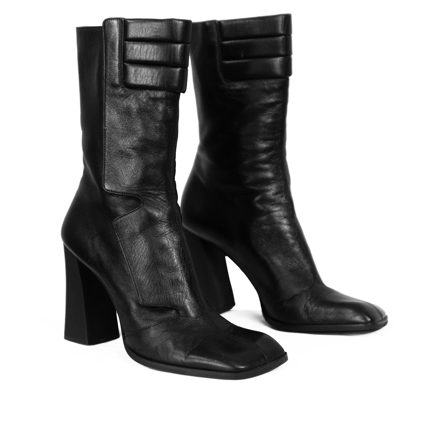 90's Black Leather Biker Boots