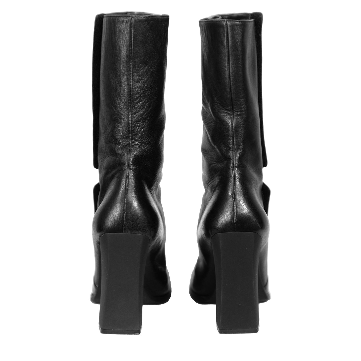 90's Black Leather Biker Boots