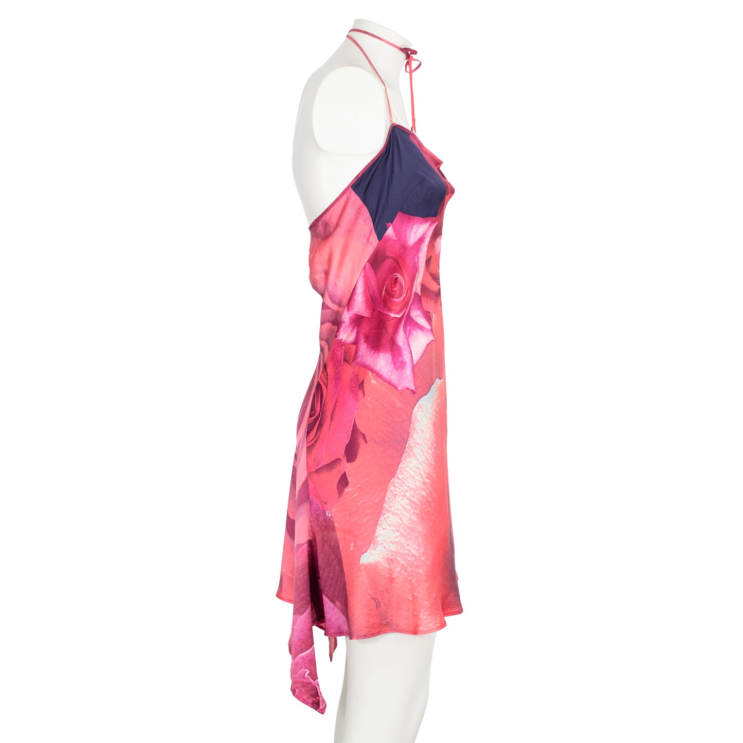 SS 2000 Red and Pink Roses Silk Dress