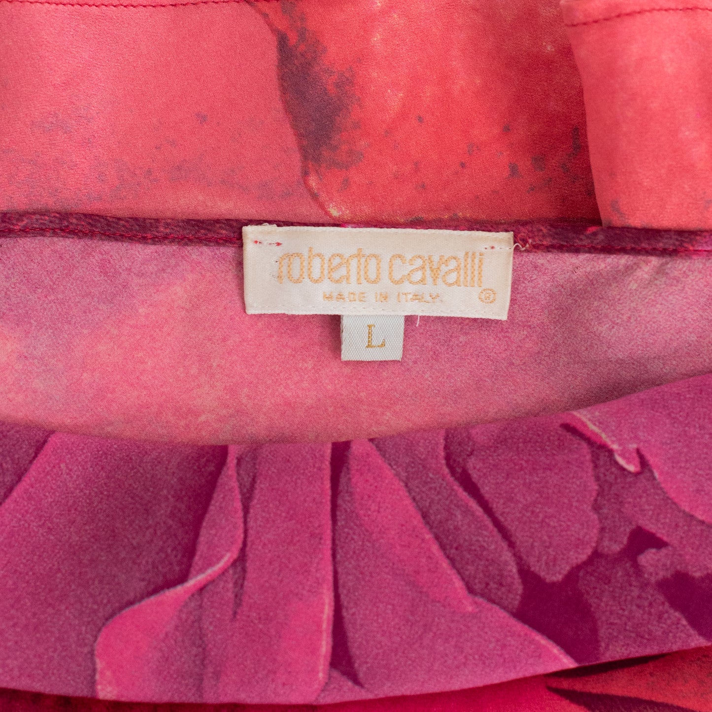 SS 2000 Red and Pink Roses Silk Dress
