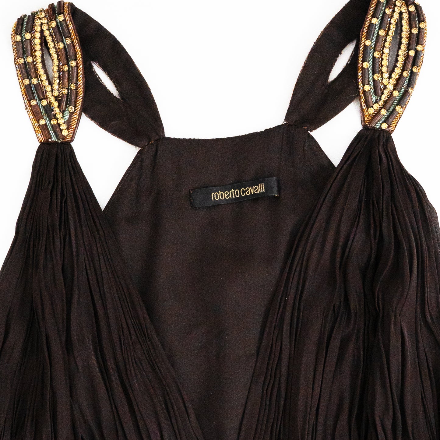 SS 2006 Hand-Beaded Chocolate Silk Evening Gown