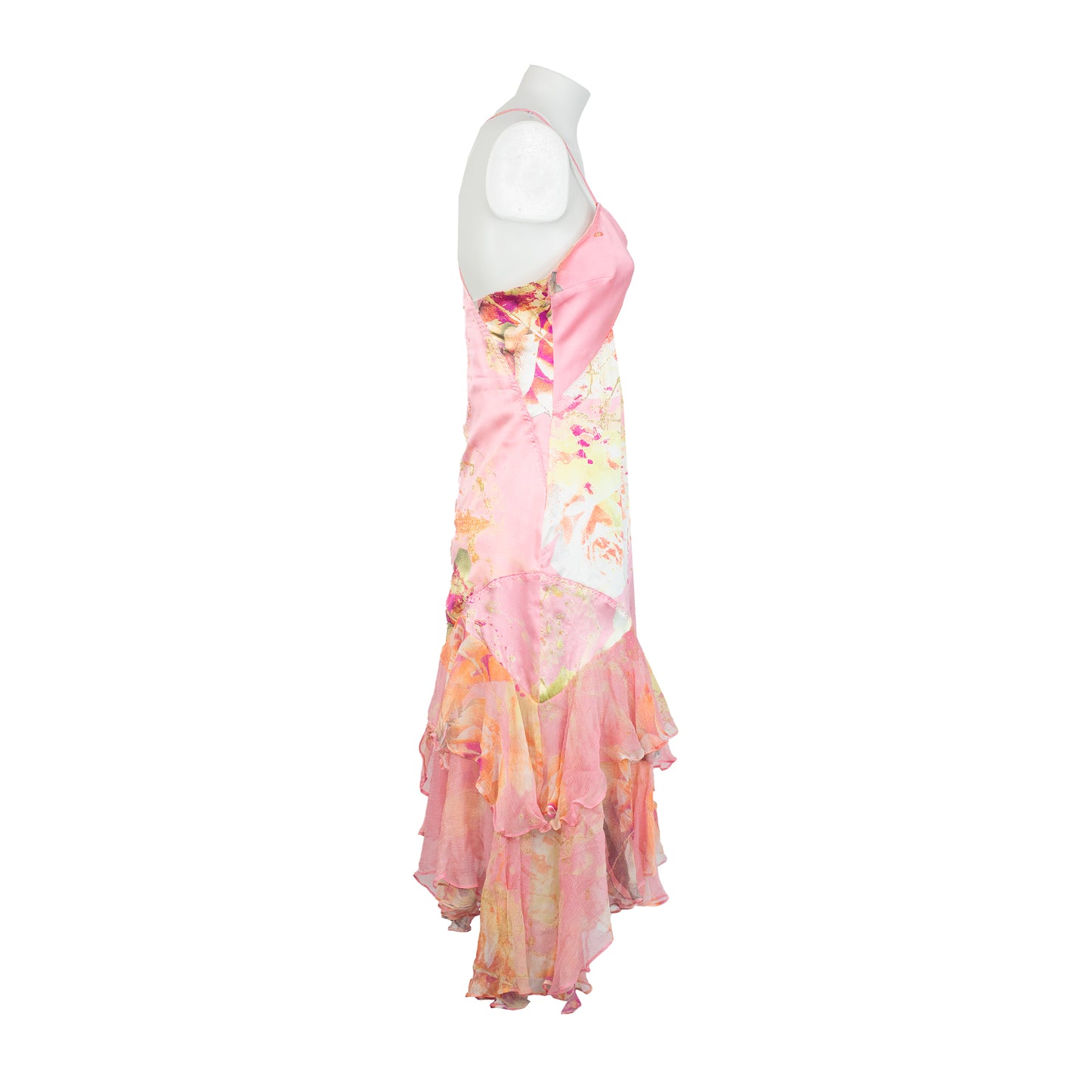 00's Floral Pink Silk Dress