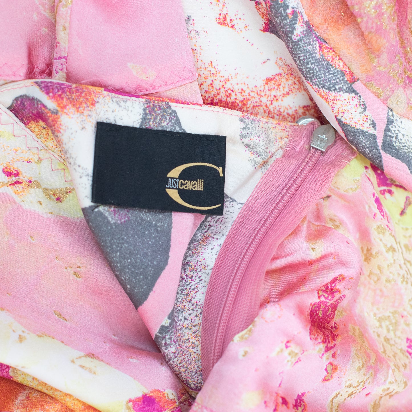 00's Floral Pink Silk Dress