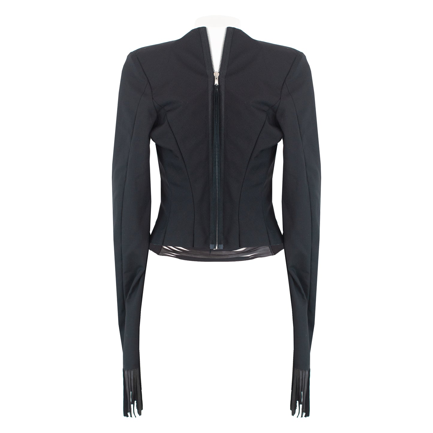 SS 2014 Distressed Fringes Black Jacket