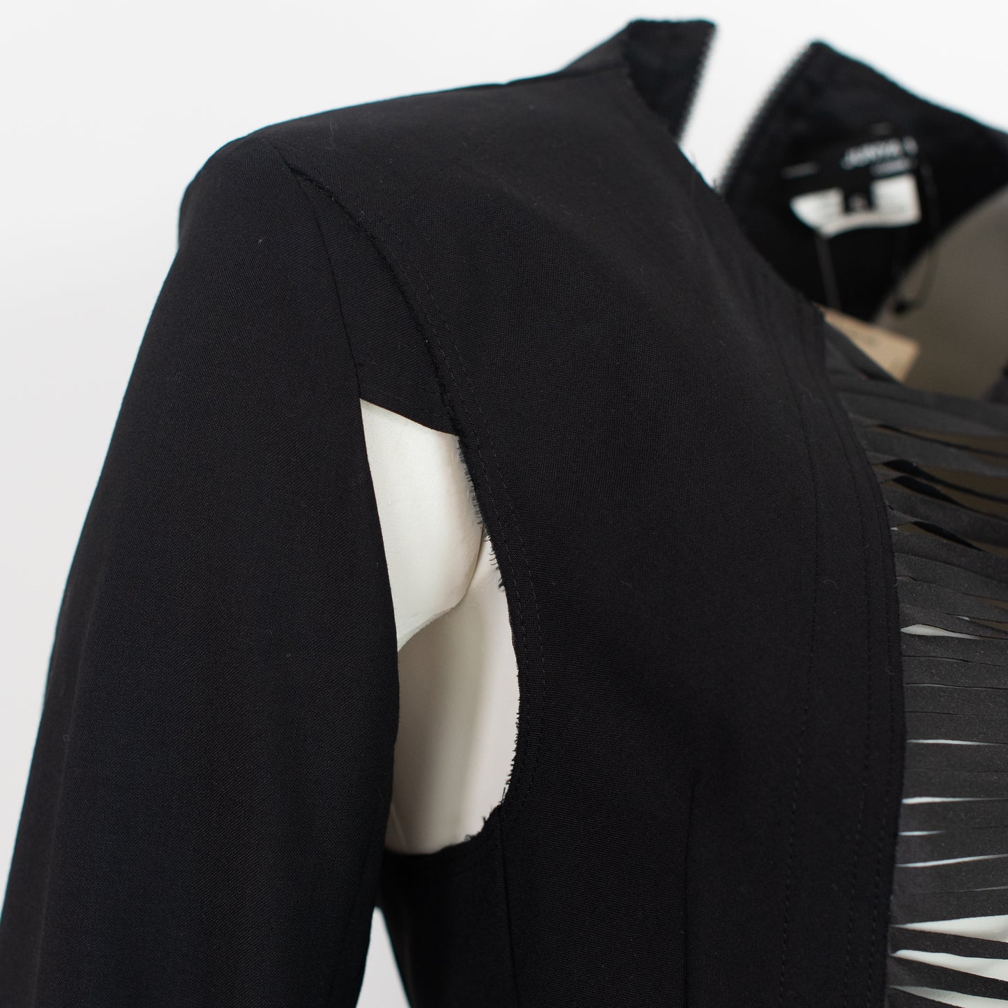 SS 2014 Distressed Fringes Black Jacket