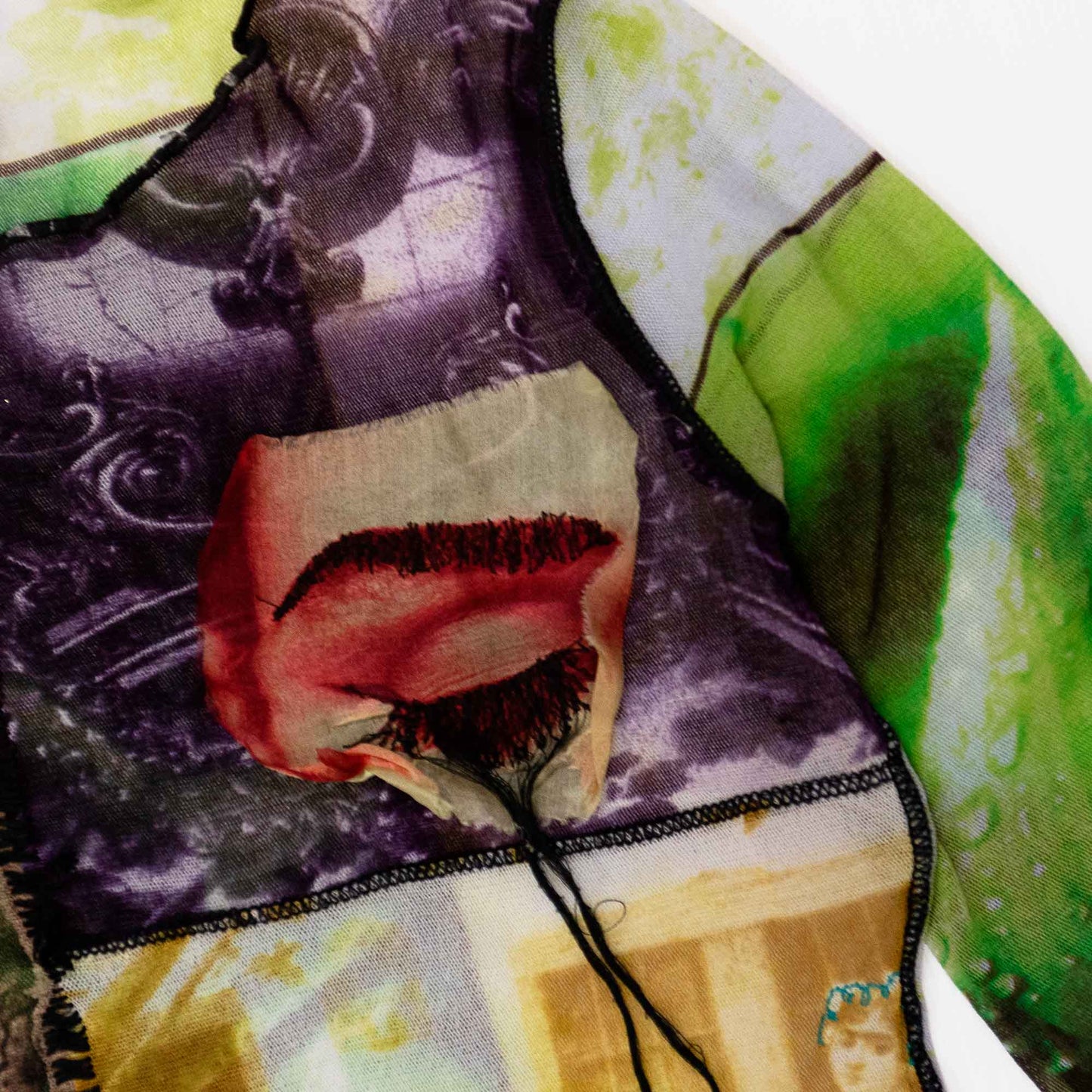SS 1998 Multicolor Patchwork Mesh Top