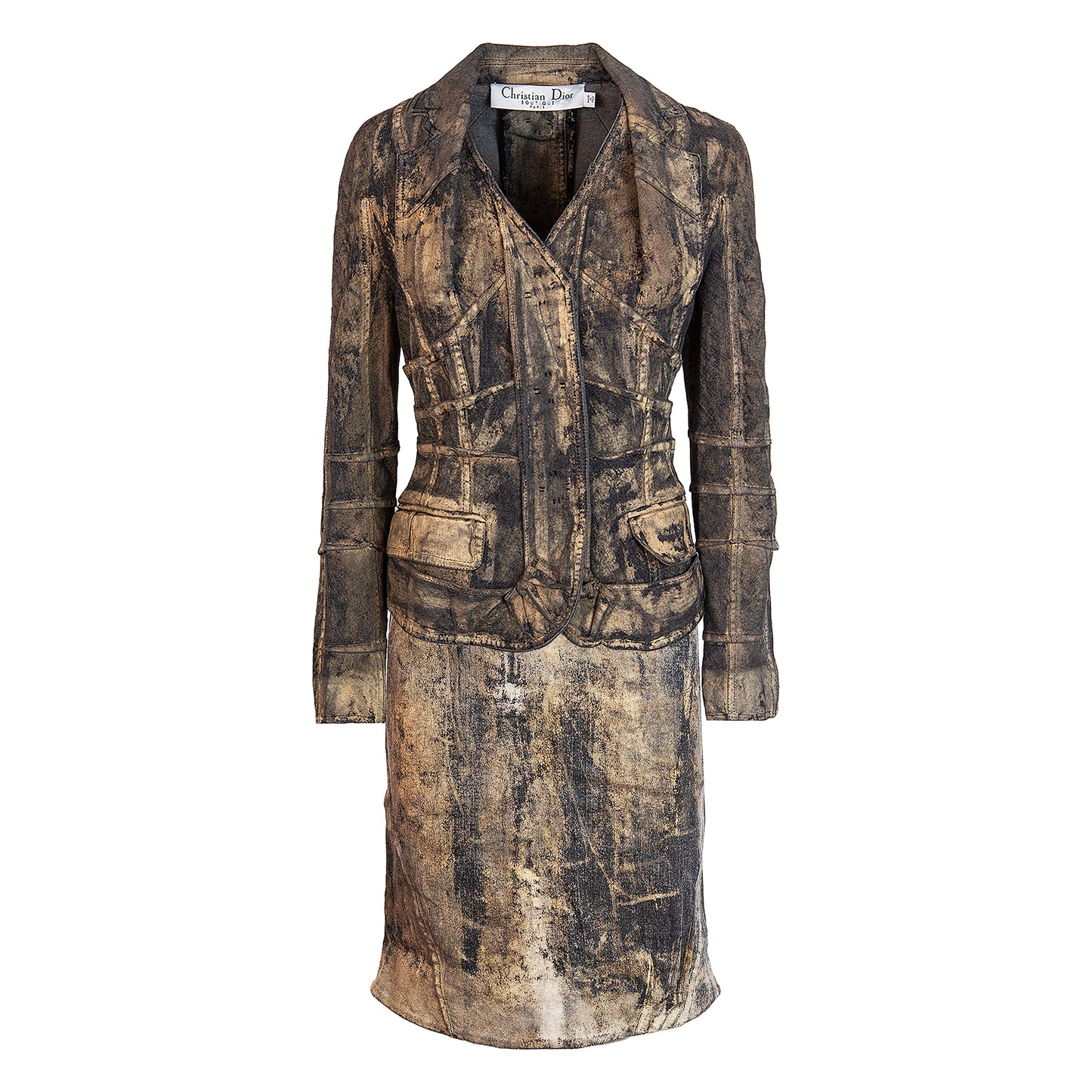 FW 2006 Painted Denim Set Jacket and Skirt