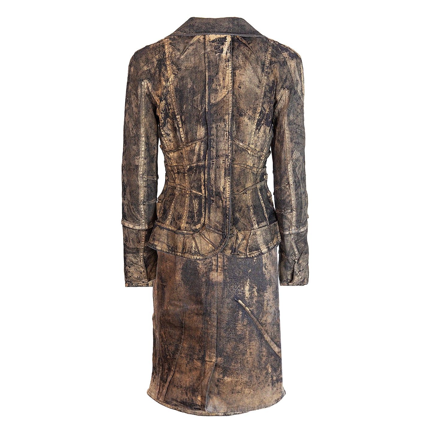 FW 2006 Painted Denim Set Jacket and Skirt