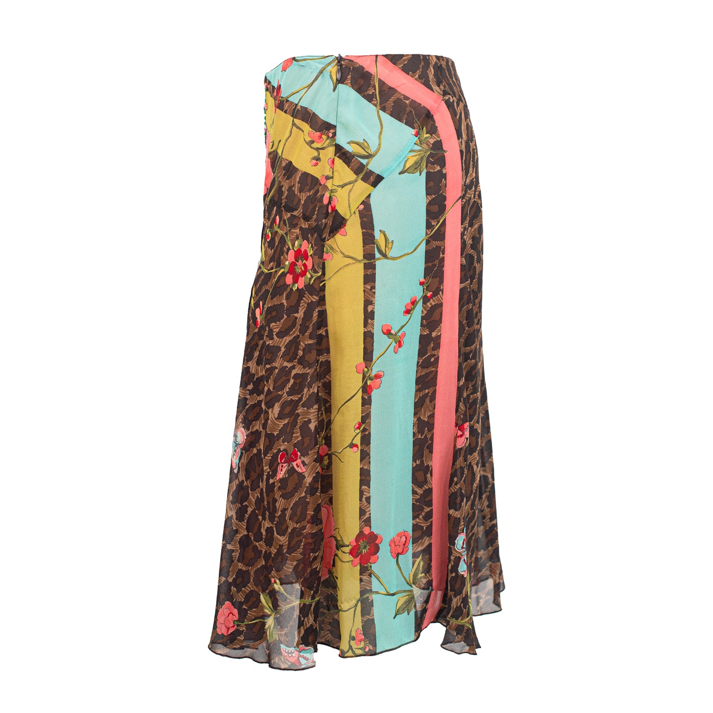 00’s Leopard Print Silk Skirt