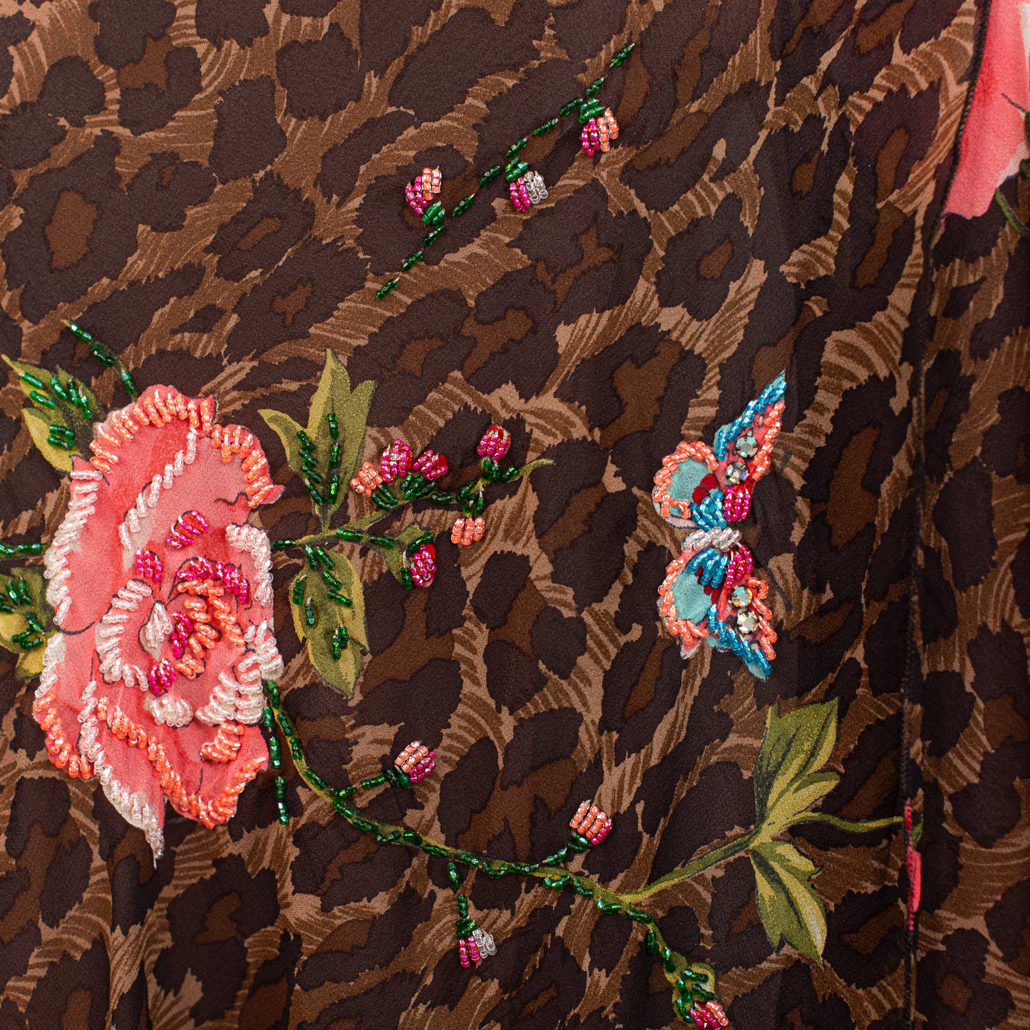 00’s Leopard Print Silk Skirt