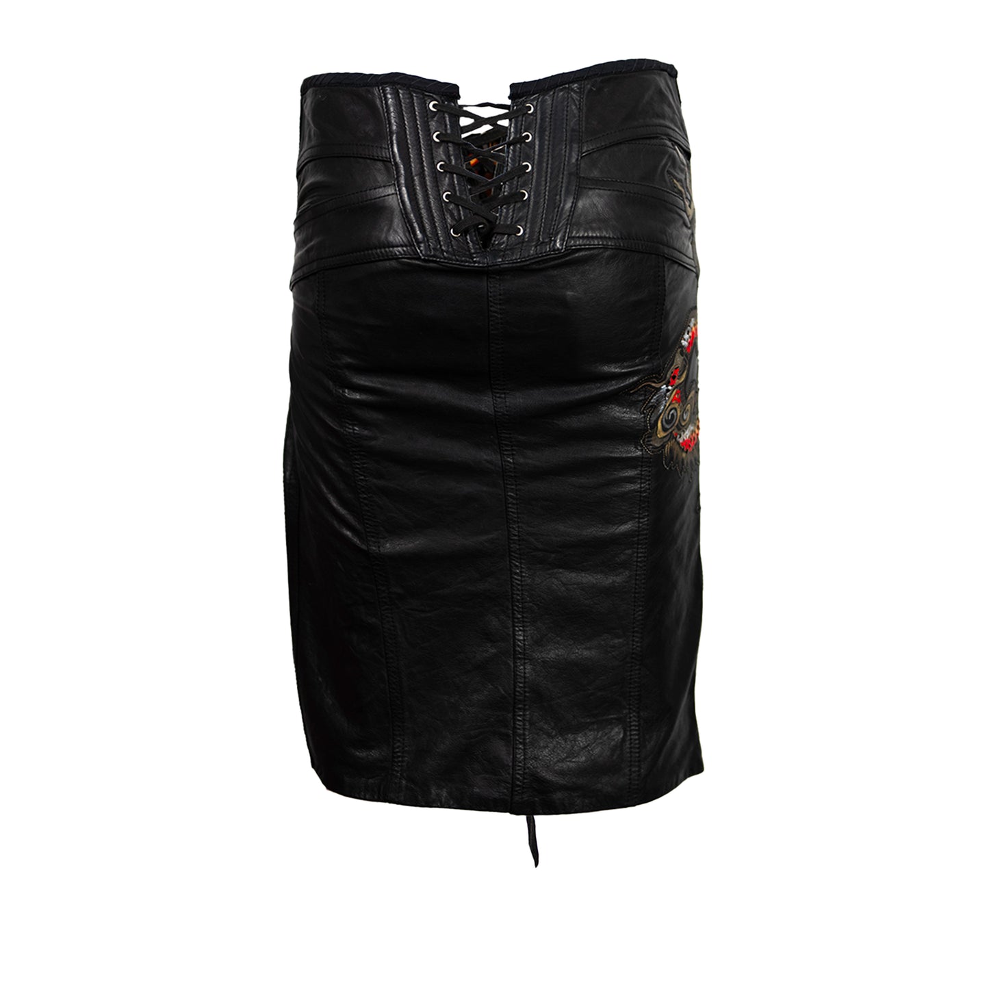 SS 2003 Red Dragon Leather Skirt