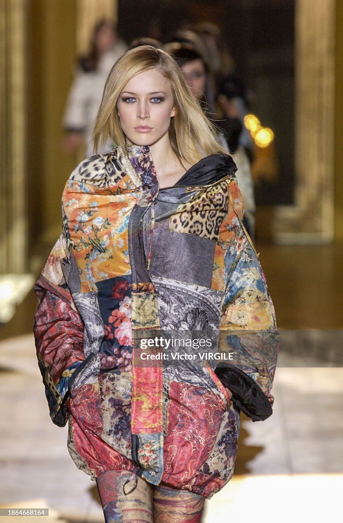 FW 2002 Distressed Leather Jacket with Patchwork Lining