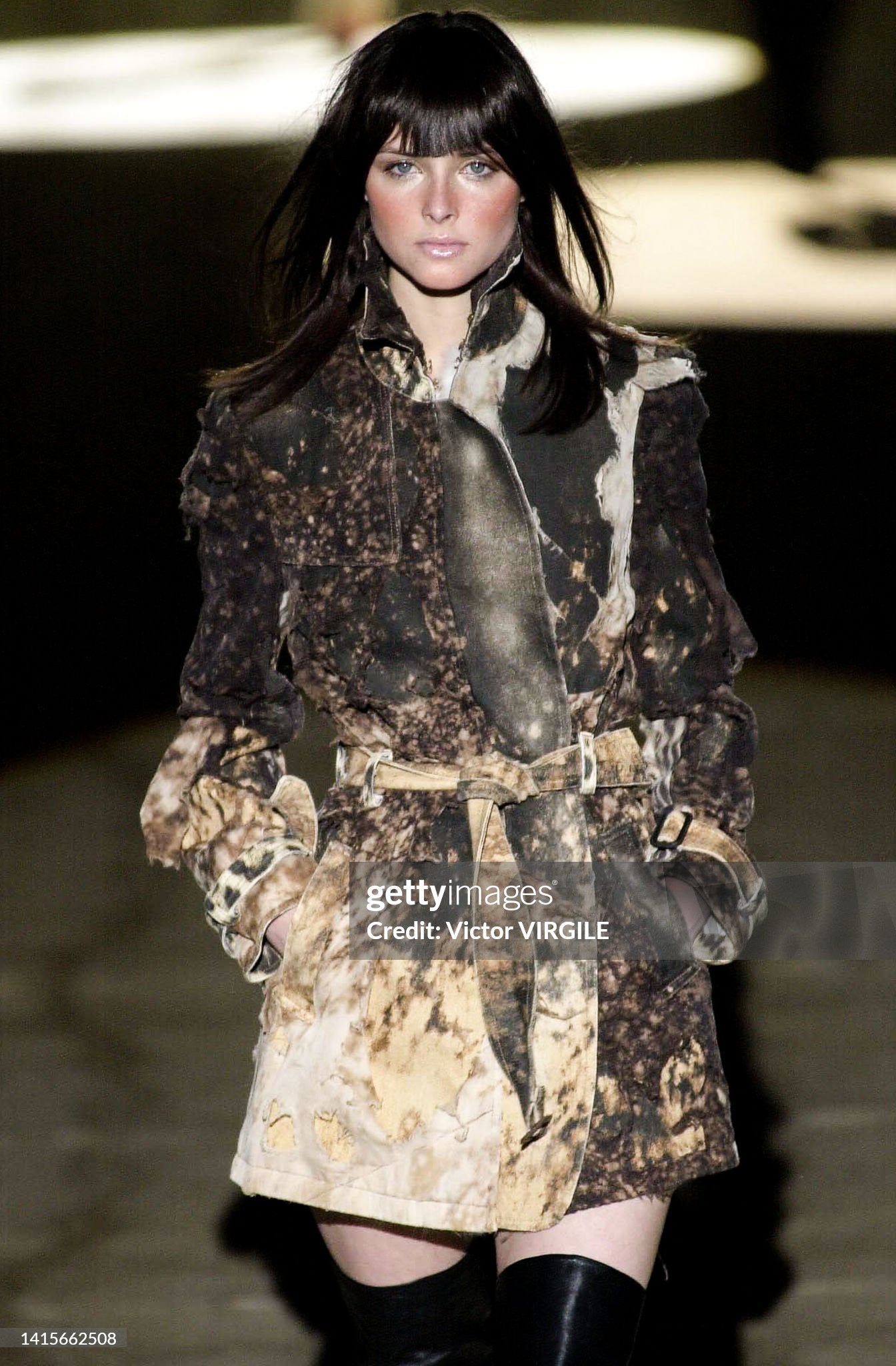 FW 2001 Distressed Leopard Glitter Pants