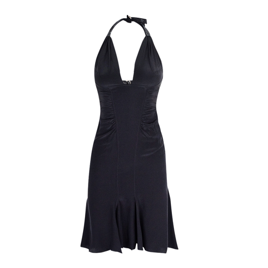 SS 2005 Black Halter Silk Dress