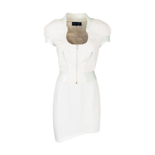 90’s White Structured Jacket and Skirt Set