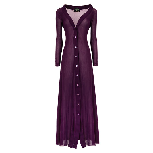 SS 1999 Purple Maxi Cardigan Mesh Dress