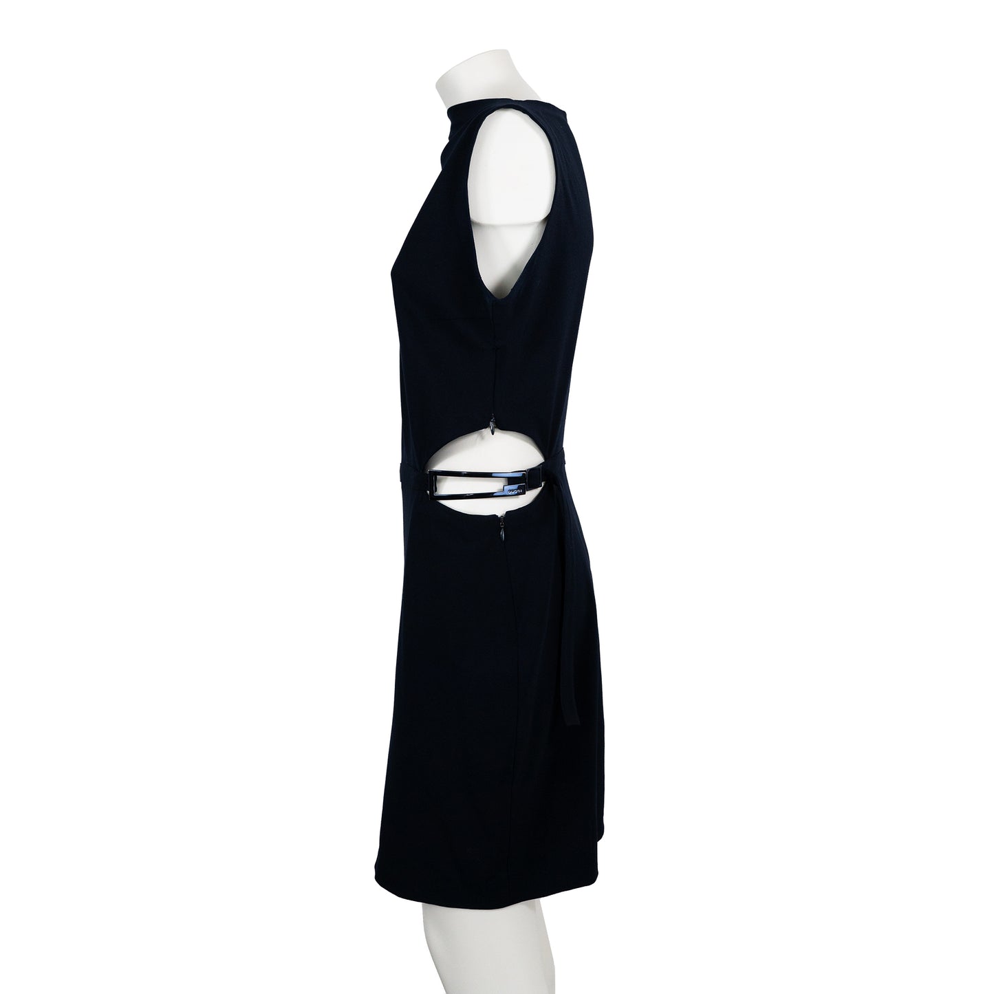 FW 1997 Black Wool Mini Dress G Buckle