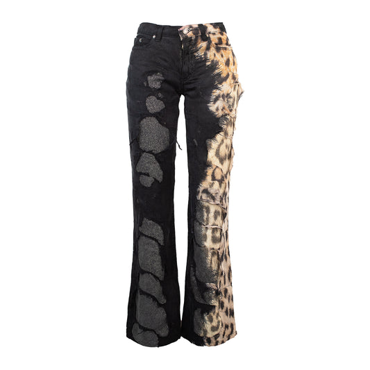 FW 2001 Distressed Leopard Glitter Pants
