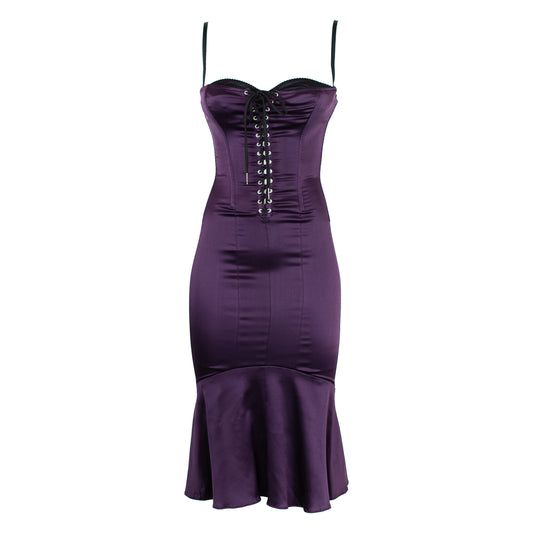 FW 2001  Aubergine Silk Dress Corset