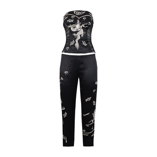SS 2003 Dragon Cheongsam Corset And Pants Set