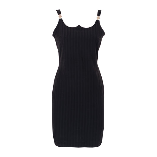 90's Striped Scalloped Neckline Dress