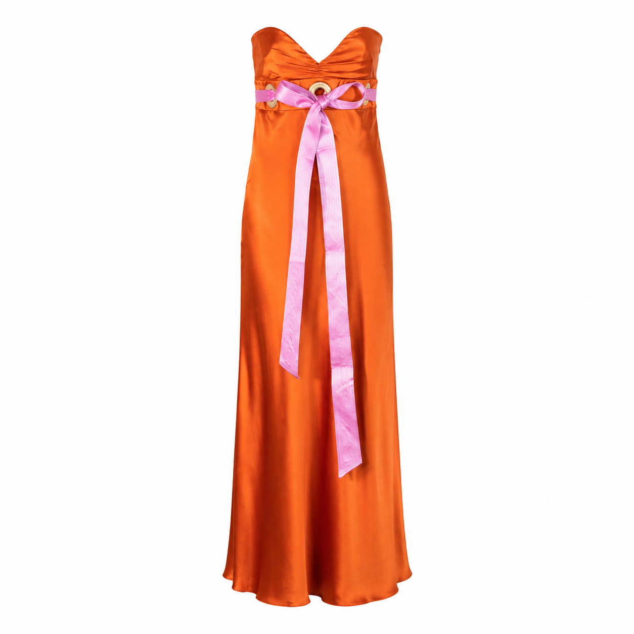 SS 2005 Orange Silk Dress with Pink Bow