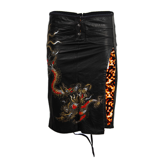 SS 2003 Red Dragon Leather Skirt
