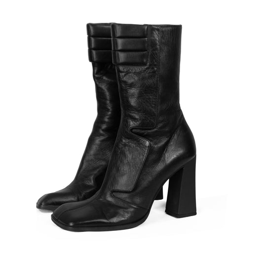 90's Black Leather Biker Boots