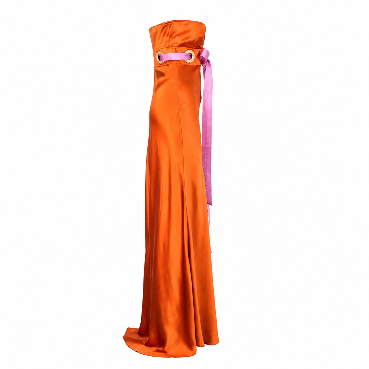 SS 2005 Orange Silk Dress with Pink Bow
