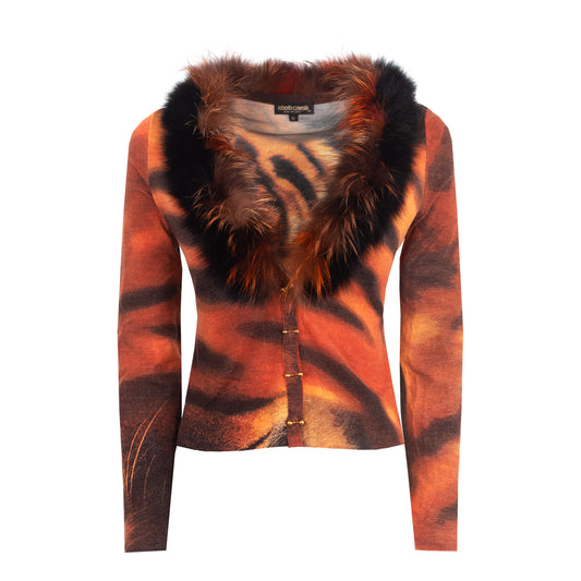 FW 2000 Fur Cardigan Tiger Piercing