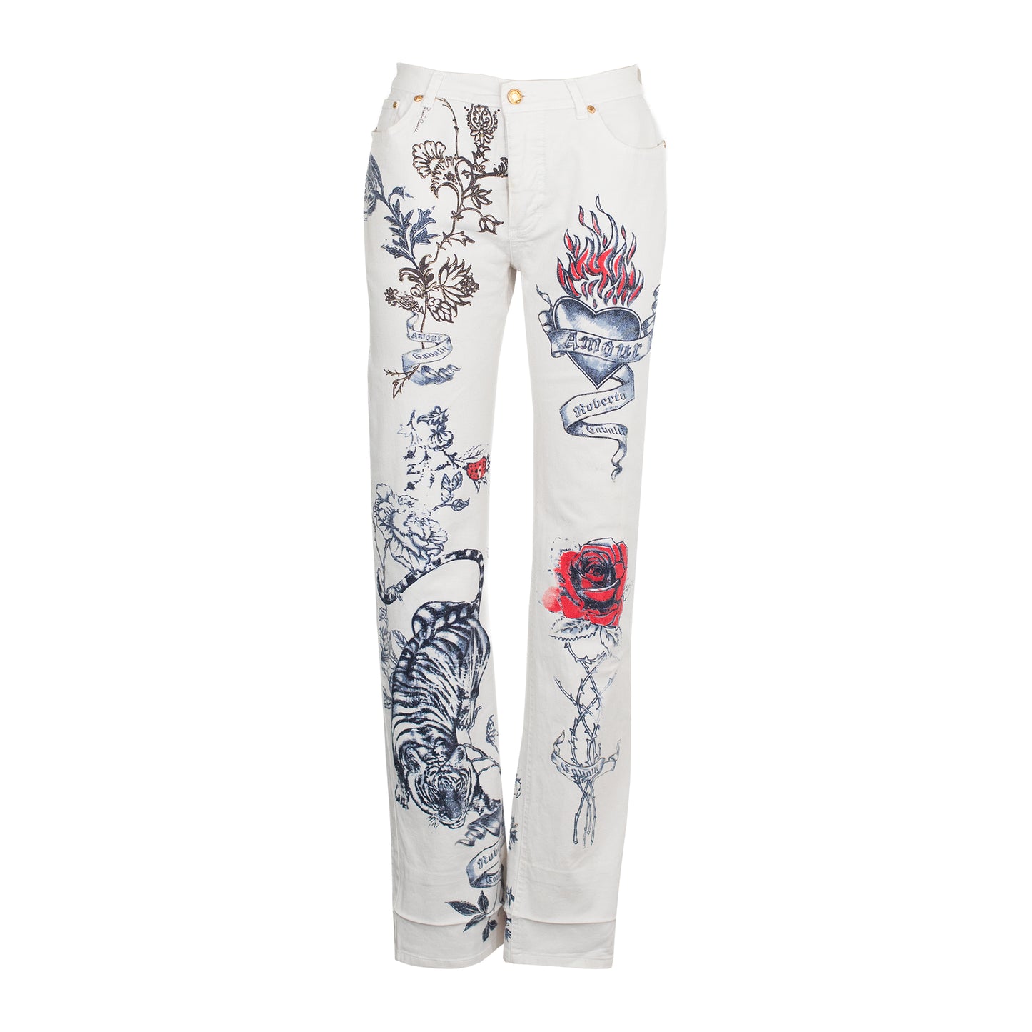 SS 2003 White Tattoo Jeans