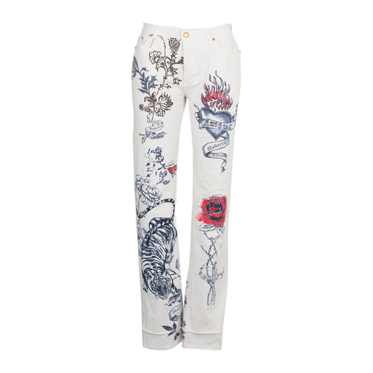 SS 2003 White Tattoo Jeans