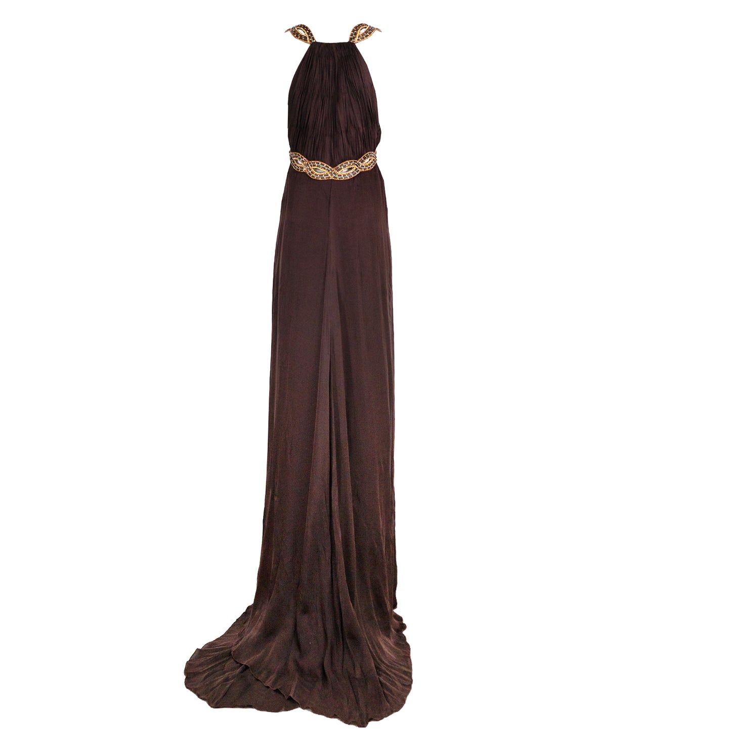 SS 2006 Hand-Beaded Chocolate Silk Evening Gown