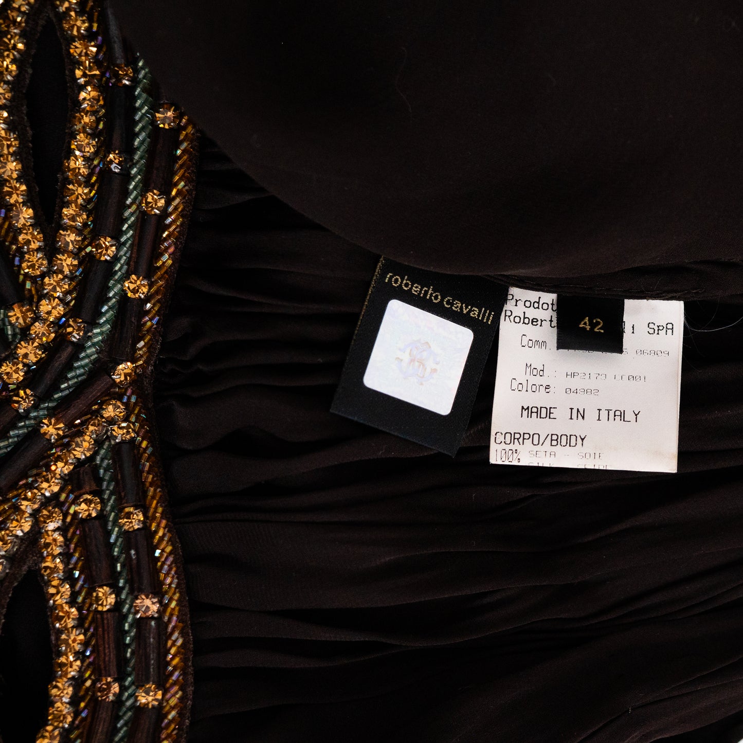 SS 2006 Hand-Beaded Chocolate Silk Evening Gown
