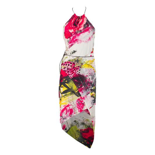 SS 2002 Multicolor Floral Pareo Dress