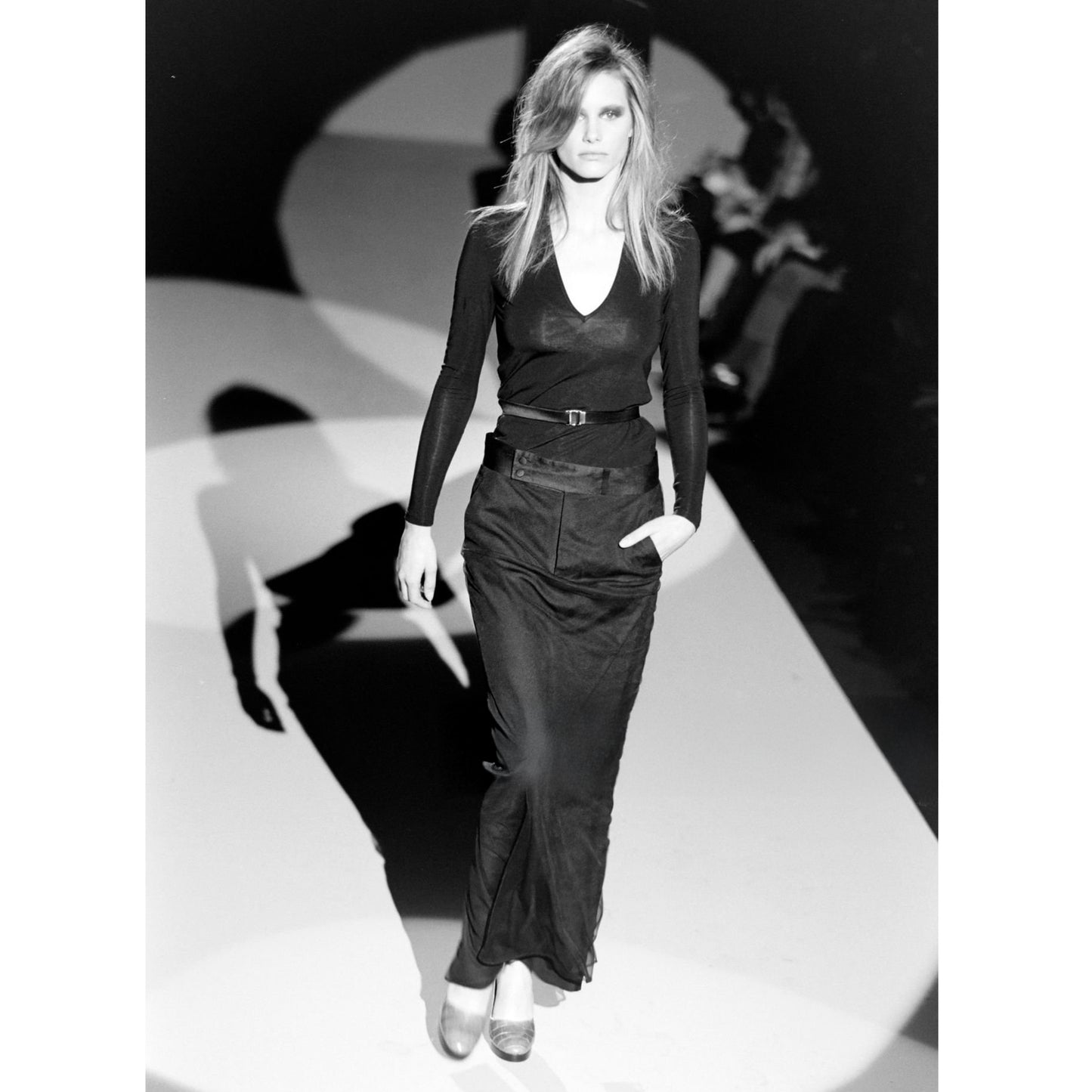 FW 1998 Black Mesh Skirt with Grey Underskirt