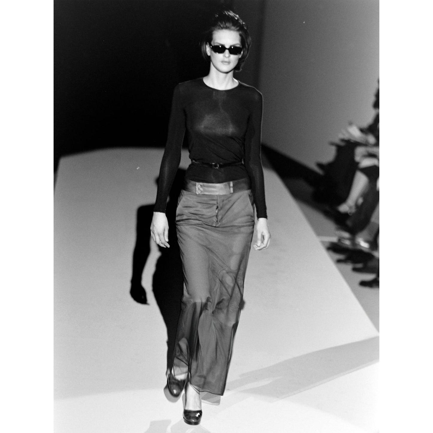 FW 1998 Black Mesh Skirt with Grey Underskirt