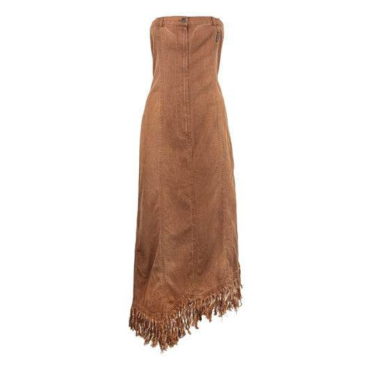 00’s Brown Denim Effect Long Skirt/Dress