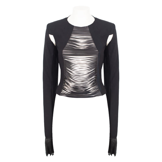 SS 2014 Distressed Fringes Black Jacket