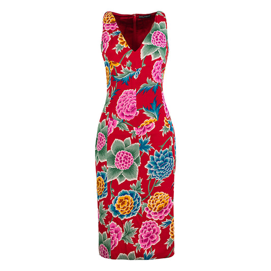 00's Red Floral Dress